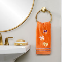 Tossed Autumn Bows 2-Piece Hand Towel Set, Orange
