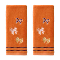 Tossed Autumn Bows 2-Piece Hand Towel Set, Orange