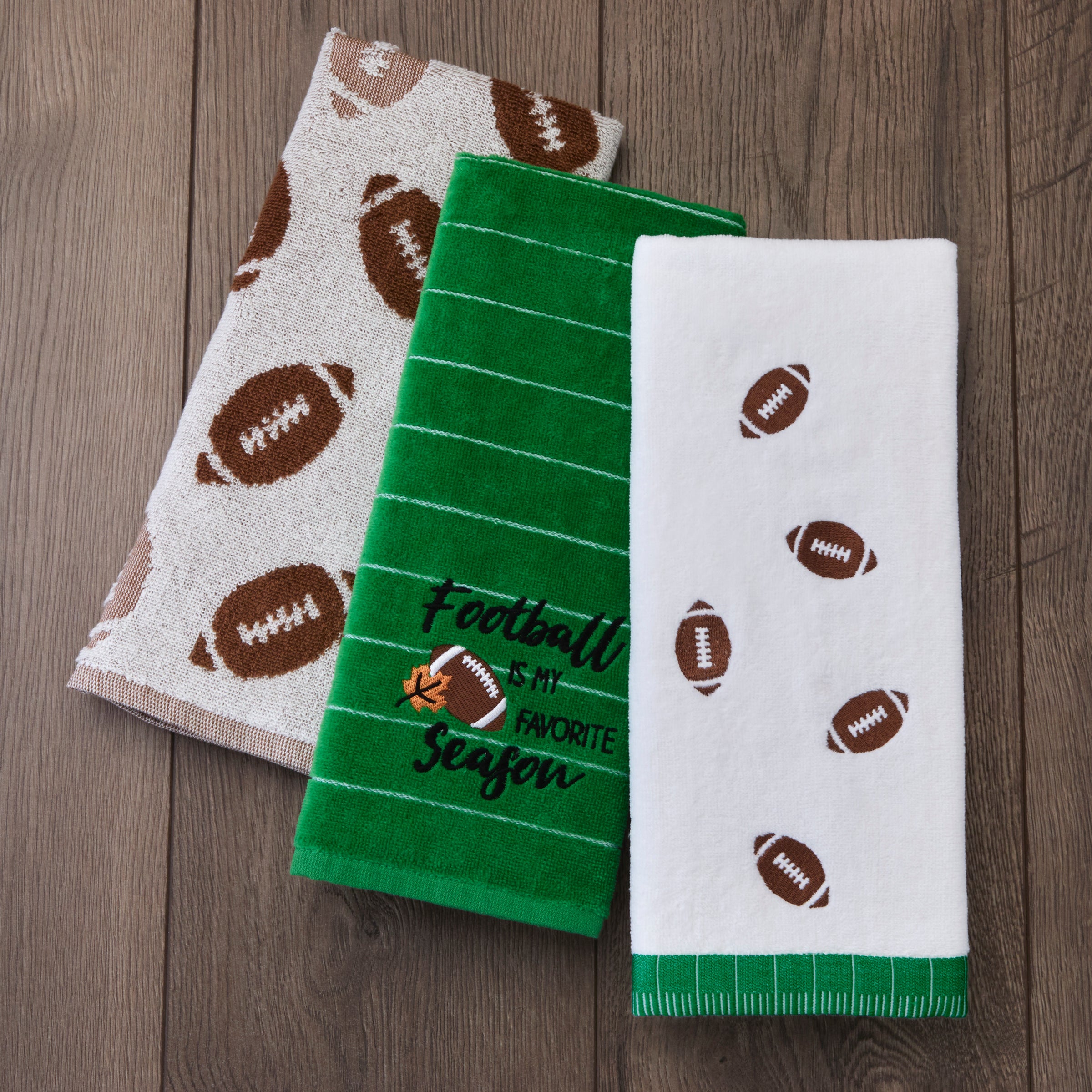 Tossed Footballs 2-Piece Hand Towel Set, White