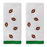Tossed Footballs 2-Piece Hand Towel Set, White