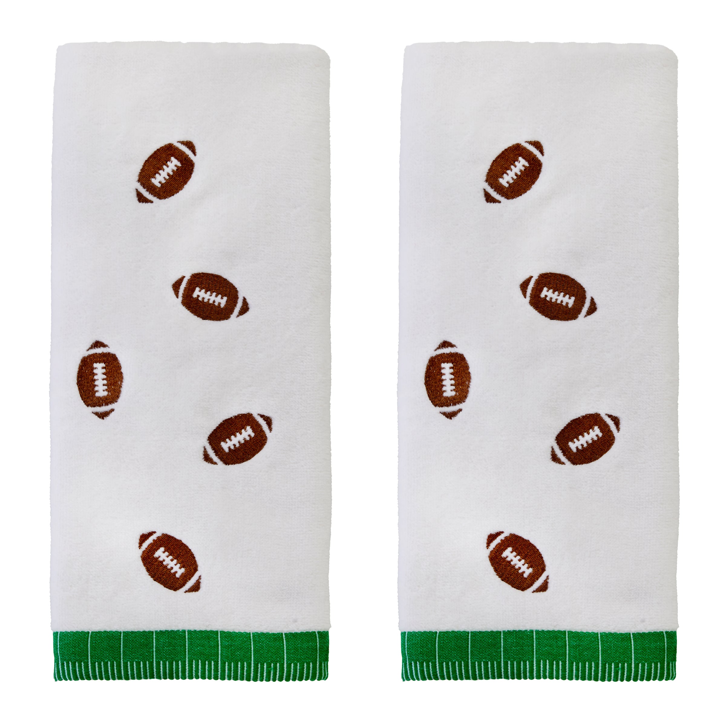 Tossed Footballs 2-Piece Hand Towel Set, White