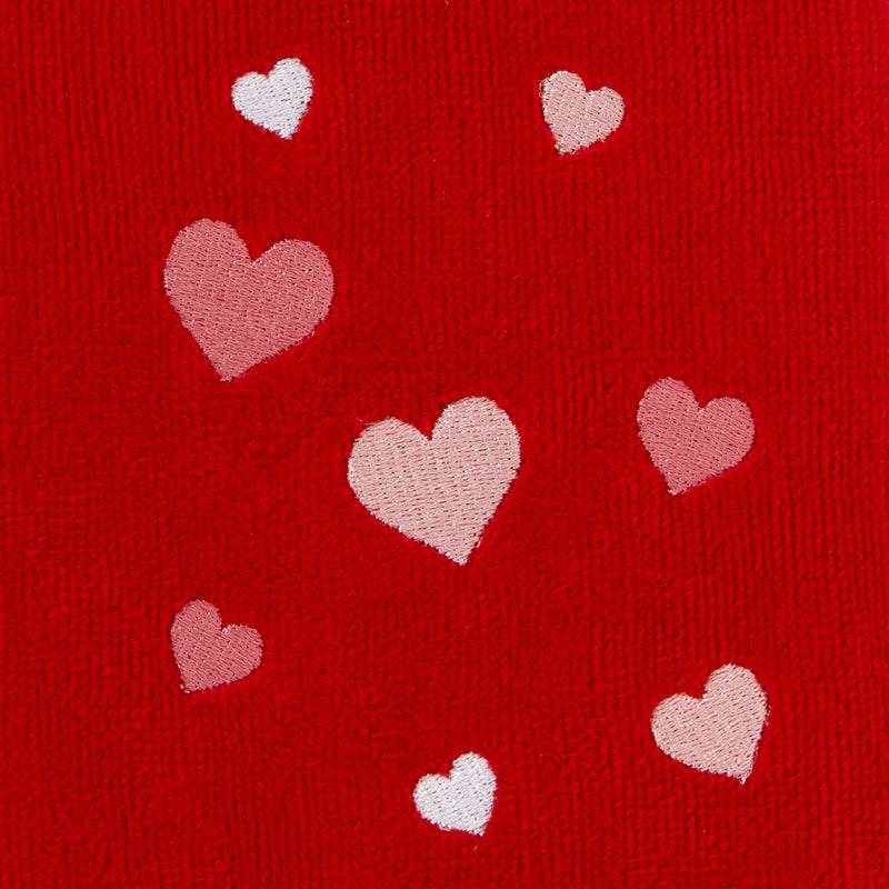 Tossed Hearts 2-Piece Hand Towel Set, Red