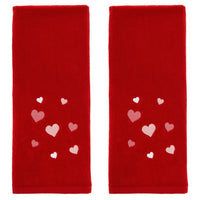 Tossed Hearts 2-Piece Hand Towel Set, Red