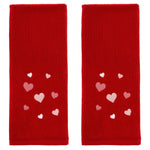 Tossed Hearts 2-Piece Hand Towel Set, Red