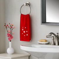 Tossed Hearts 2-Piece Hand Towel Set, Red