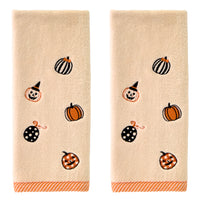 Tossed Pumpkins 2-Piece Hand Towel Set, Taupe