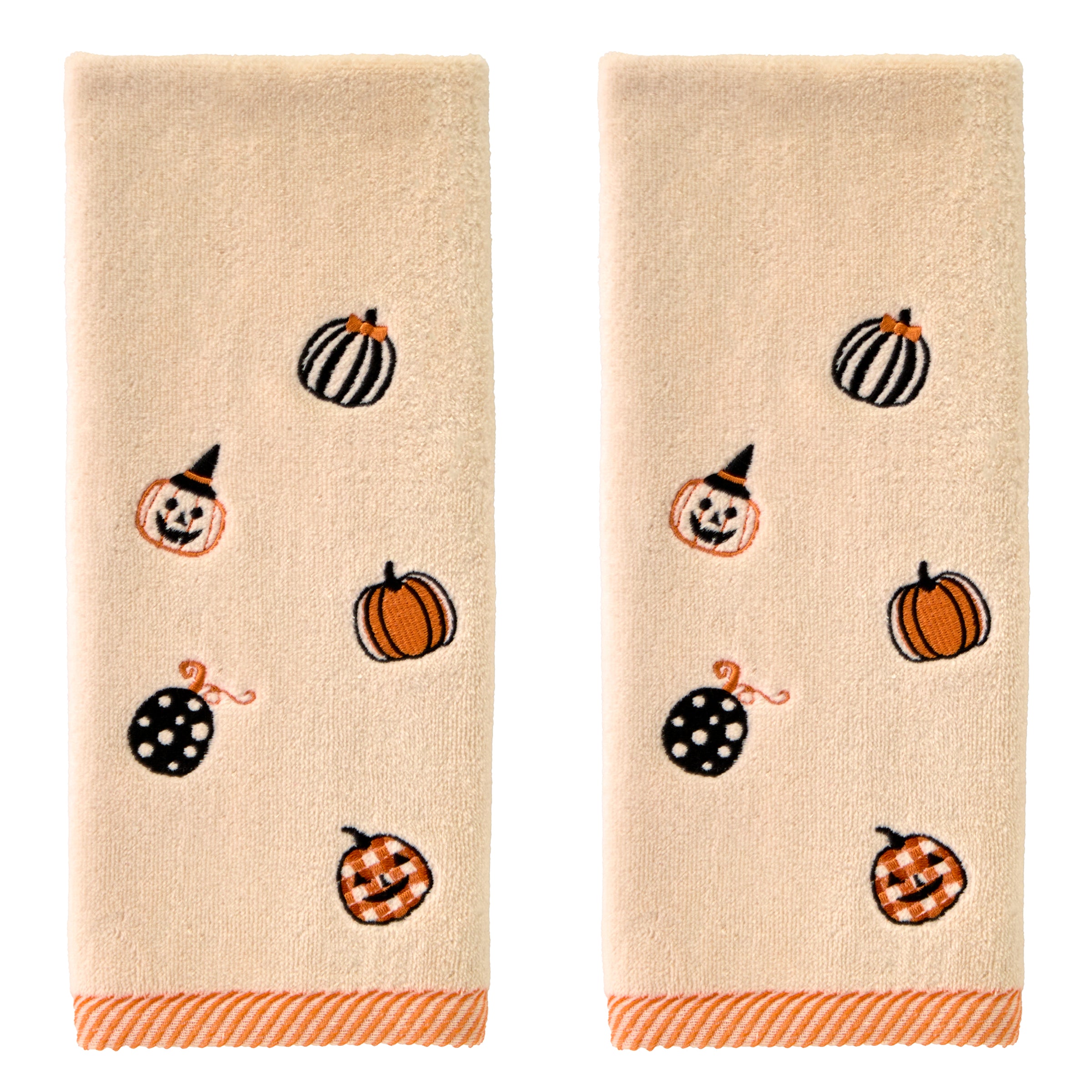 Tossed Pumpkins 2-Piece Hand Towel Set, Taupe