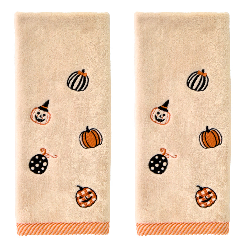 Tossed Pumpkins 2-Piece Hand Towel Set, Taupe