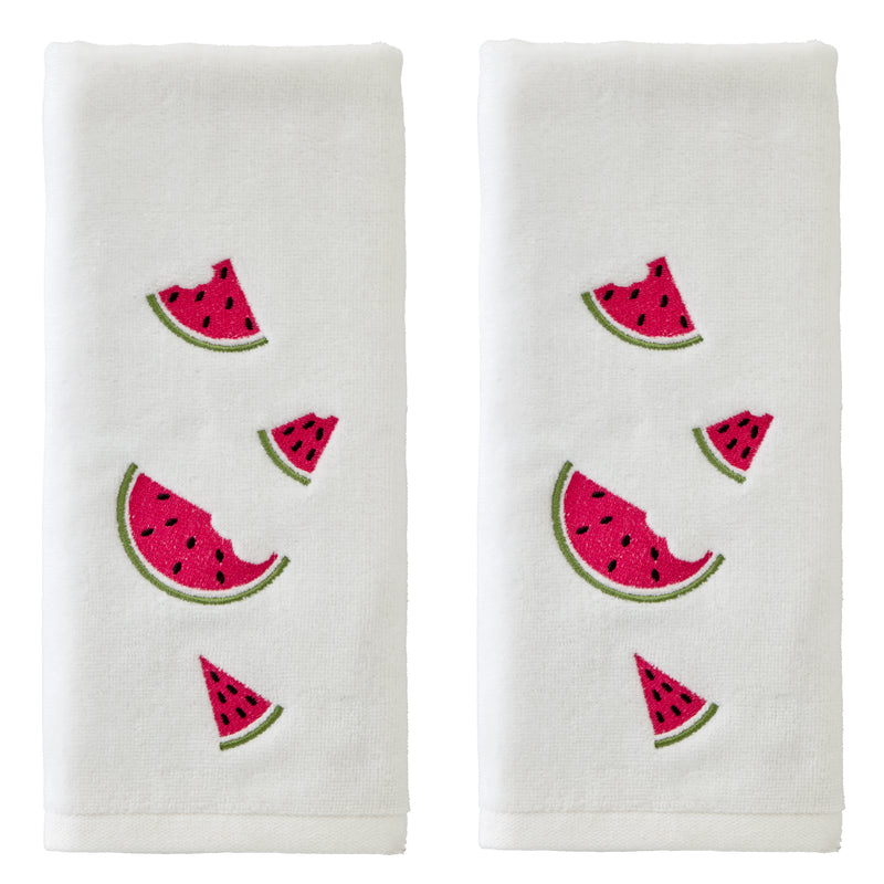 Tossed Watermelons 2-Piece Hand Towel Set, White