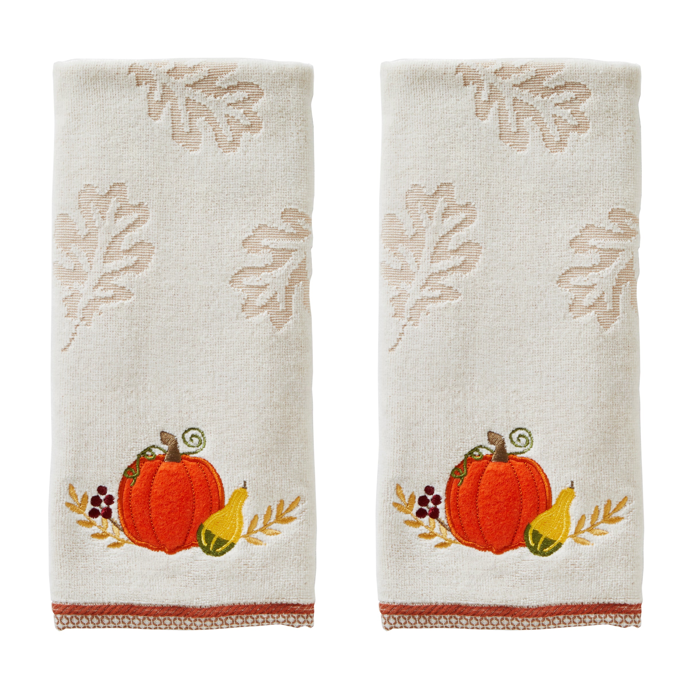 Traditional Pumpkin 2-Piece Hand Towel Set, Natural