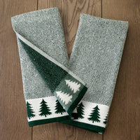 Tree Border 2-Piece Hand Towel Set, Evergreen
