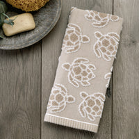 Turtle Sculpted Jacquard 2-Piece Hand Towel Set, Taupe