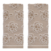 Turtle Sculpted Jacquard 2-Piece Hand Towel Set, Taupe