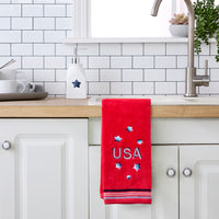 USA Embroidered 2-Piece Hand Towel Set, Red