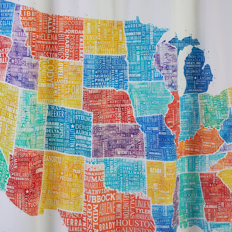 United States Map Shower Curtain, Multi