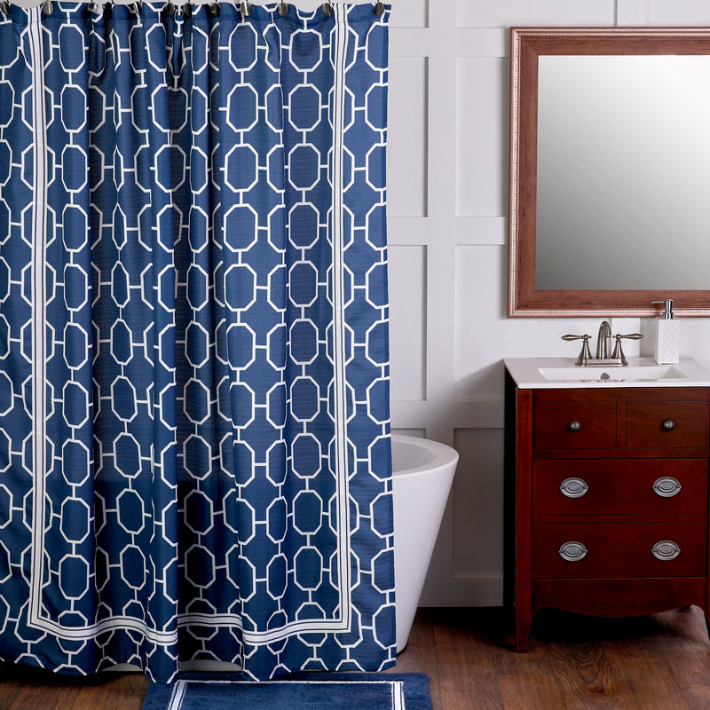 Vern Yip by SKL Home Lithgow Fabric Shower Curtain, Navy
