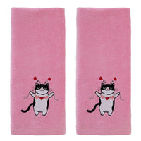 Valentine Cat 2-Piece Hand Towel Set, Pink
