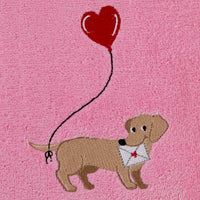 Valentine Dachshund 2-Piece Hand Towel Set, Pink