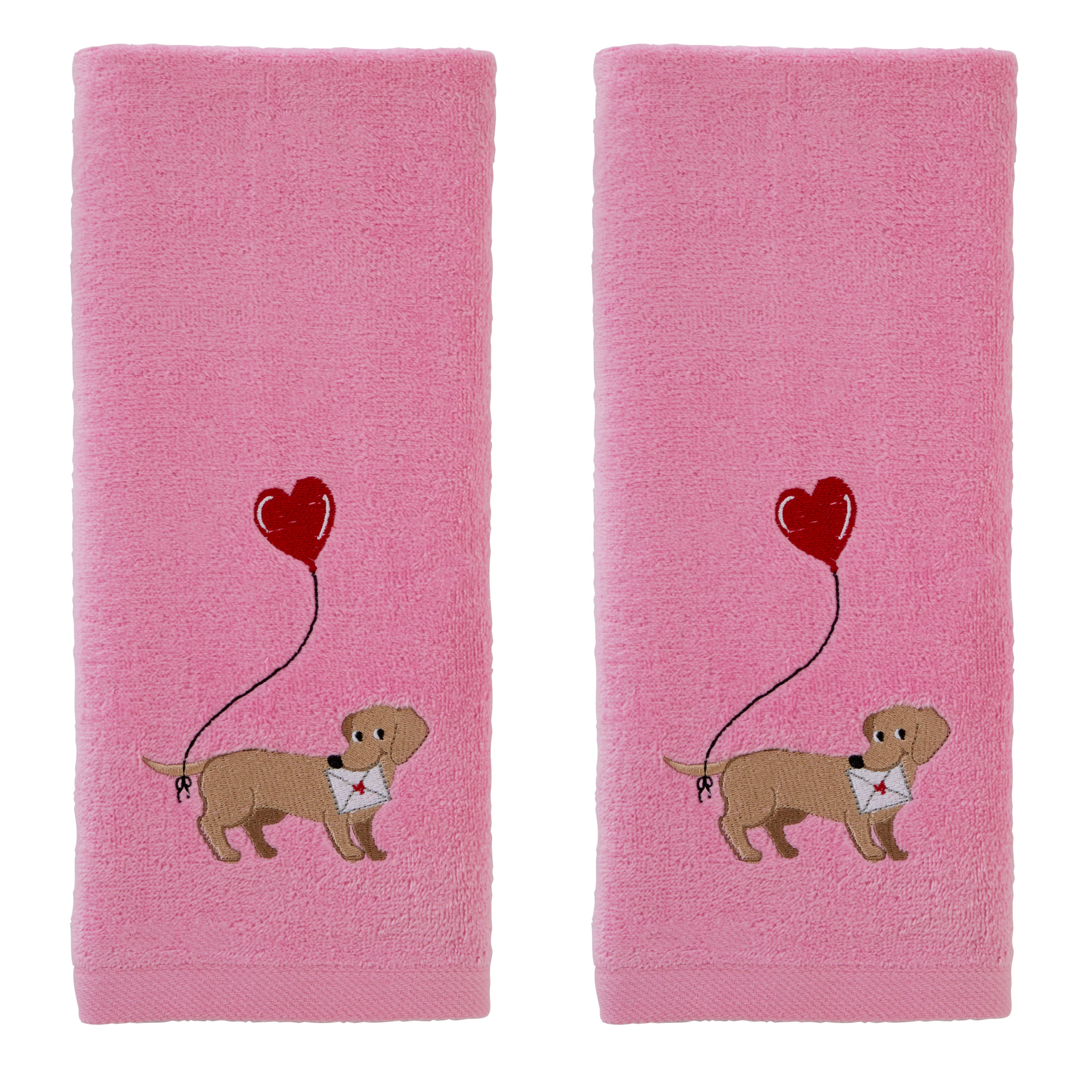 Valentine Dachshund 2-Piece Hand Towel Set, Pink – SKL Home