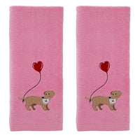Valentine Dachshund 2-Piece Hand Towel Set, Pink