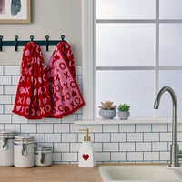 XOXO Jacquard 2-Piece Hand Towel Set, Red/Pink