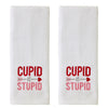 Cupid Is Stupid 2-Piece Hand Towel Set, White