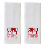 Cupid Is Stupid 2-Piece Hand Towel Set, White