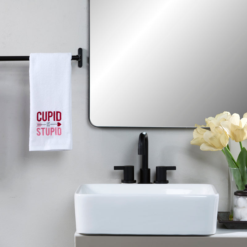 Cupid Is Stupid 2-Piece Hand Towel Set, White