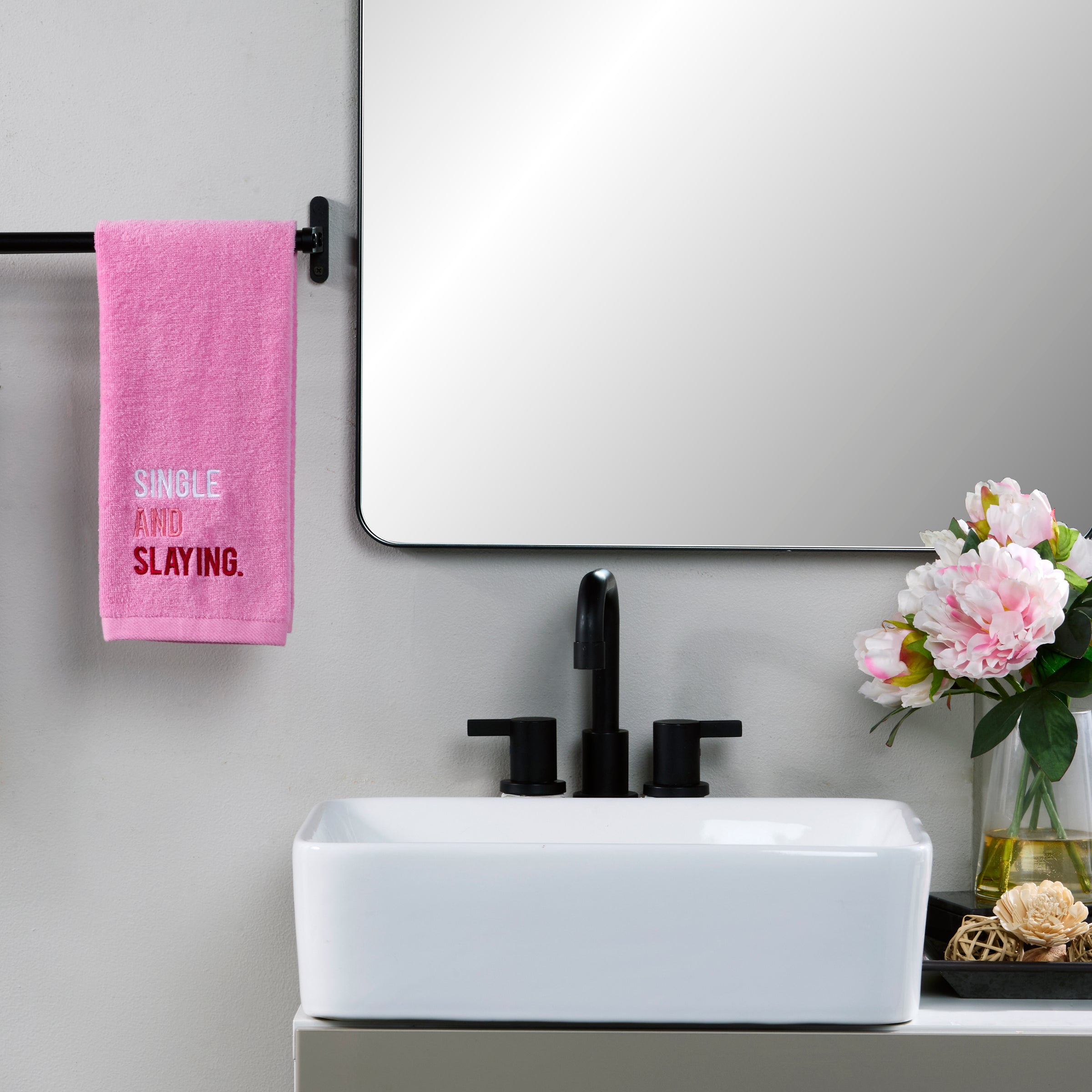 Single And Slaying 2-Piece Hand Towel Set, Pink