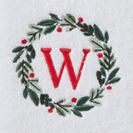 Wreath Monogram “W" 2-Piece Hand Towel Set, White