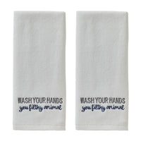 Wash Your Hands 2-Piece Hand Towel Set, White