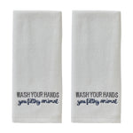 Wash Your Hands 2-Piece Hand Towel Set, White