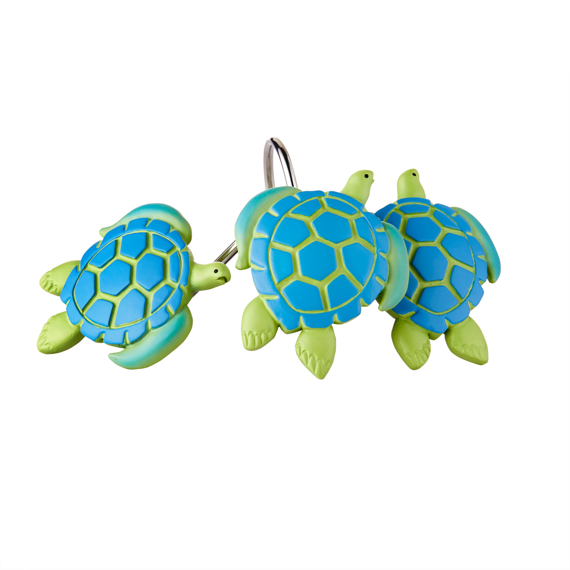 Watercolor Ocean Shower Curtain Hooks, Multi