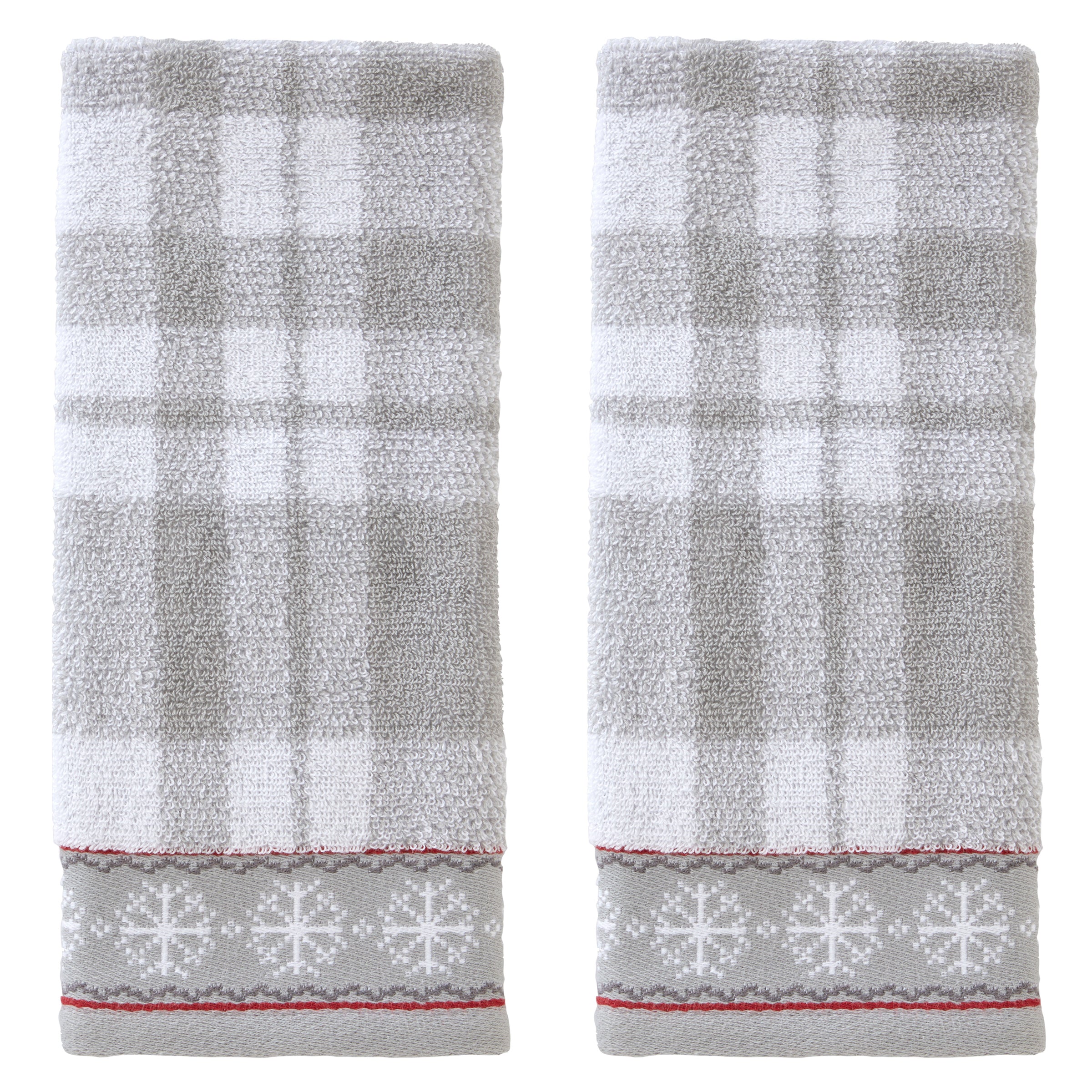 Whistler Plaid Jacquard 2-Piece Hand Towel Set, Gray/Multi