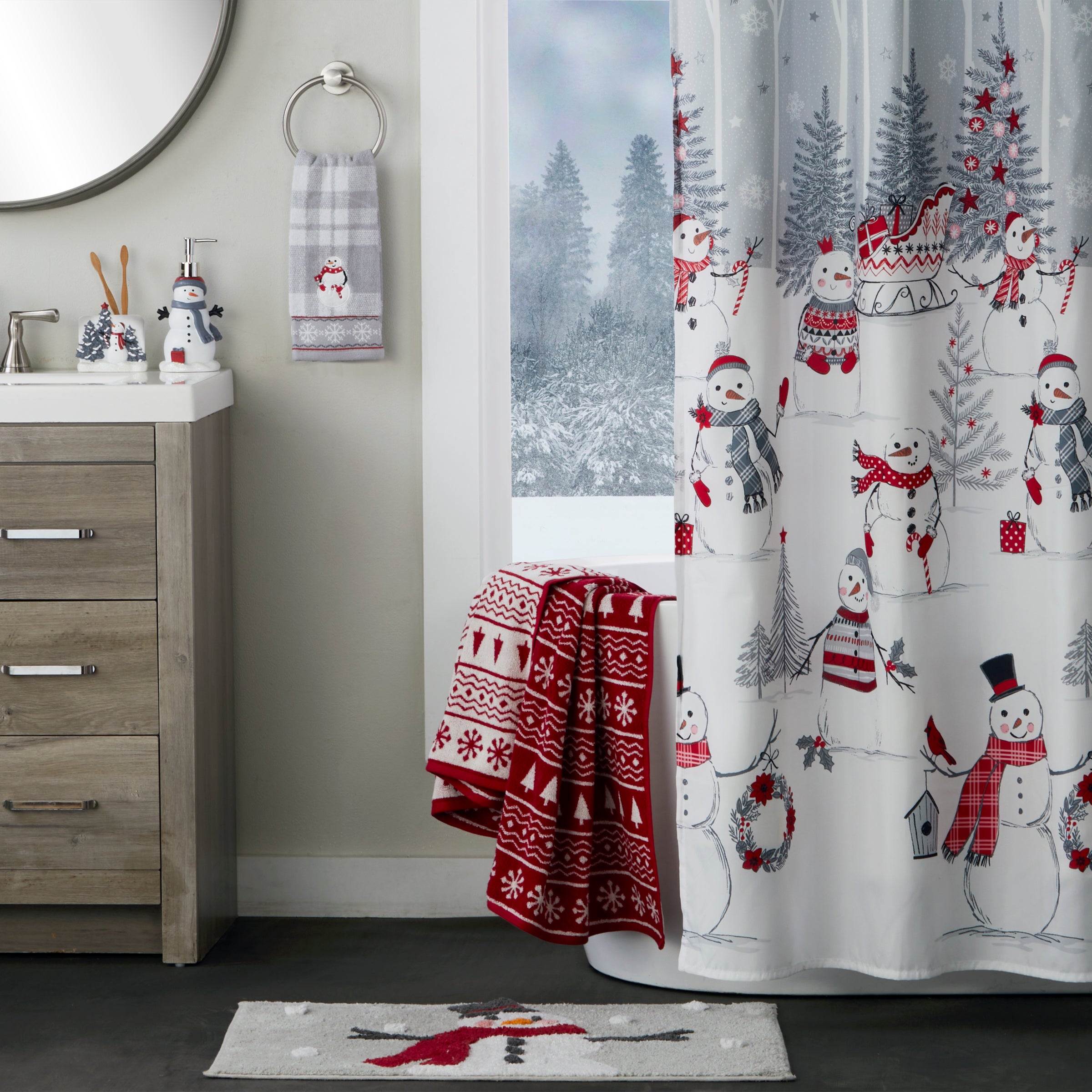 Whistler Snowman 2-Piece Hand Towel Set, Gray
