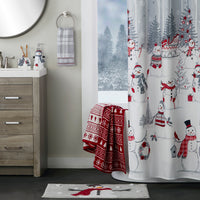 Fair Isle Jacquard 2-Piece Hand Towel Set, Red/White