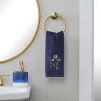 Wildflower Field 2-Piece Hand Towel Set, Navy