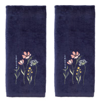 Wildflower Field 2-Piece Hand Towel Set, Navy