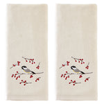 Winter Bird 2-Piece Hand Towel Set, Natural