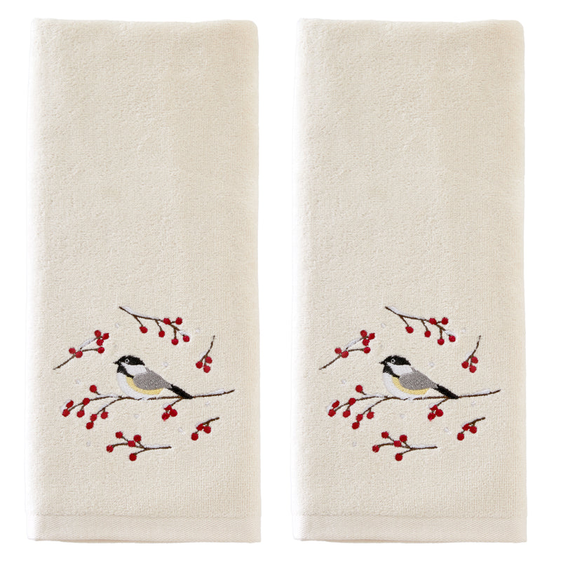 Winter Bird 2-Piece Hand Towel Set, Natural