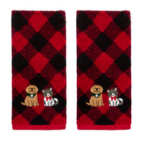 Winter Pets 2-Piece Hand Towel Set, Red