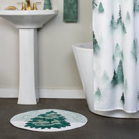 Winter Pines Round Tufted Rug, Green