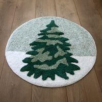 Winter Pines Round Tufted Rug, Green