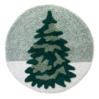 Winter Pines Round Tufted Rug, Green