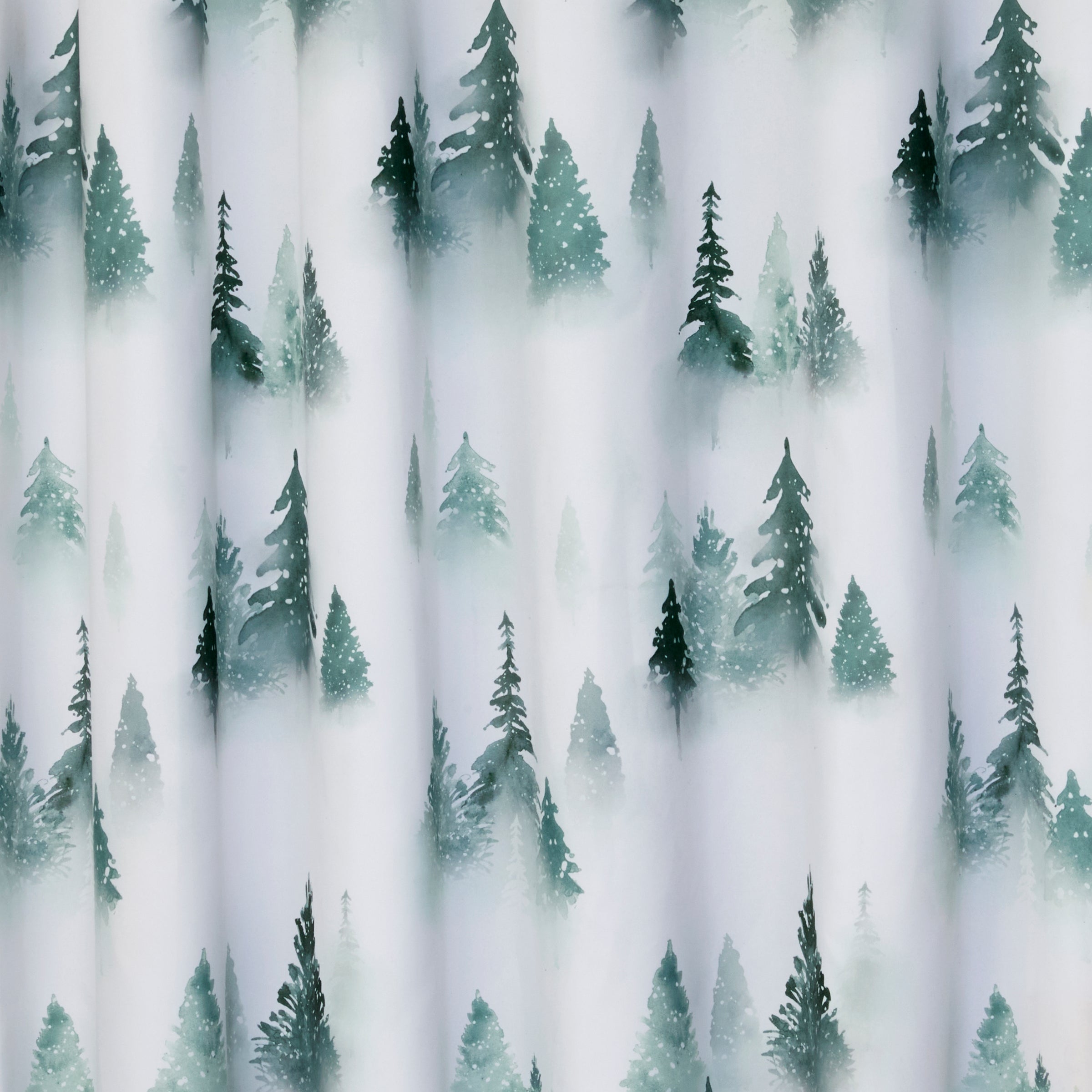 Winter Pines Fabric Shower Curtain, Green