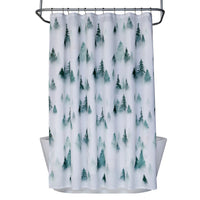 Winter Pines Fabric Shower Curtain, Green