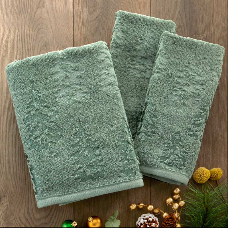 Wispy Trees 2-Piece Hand Towel Set, Sage