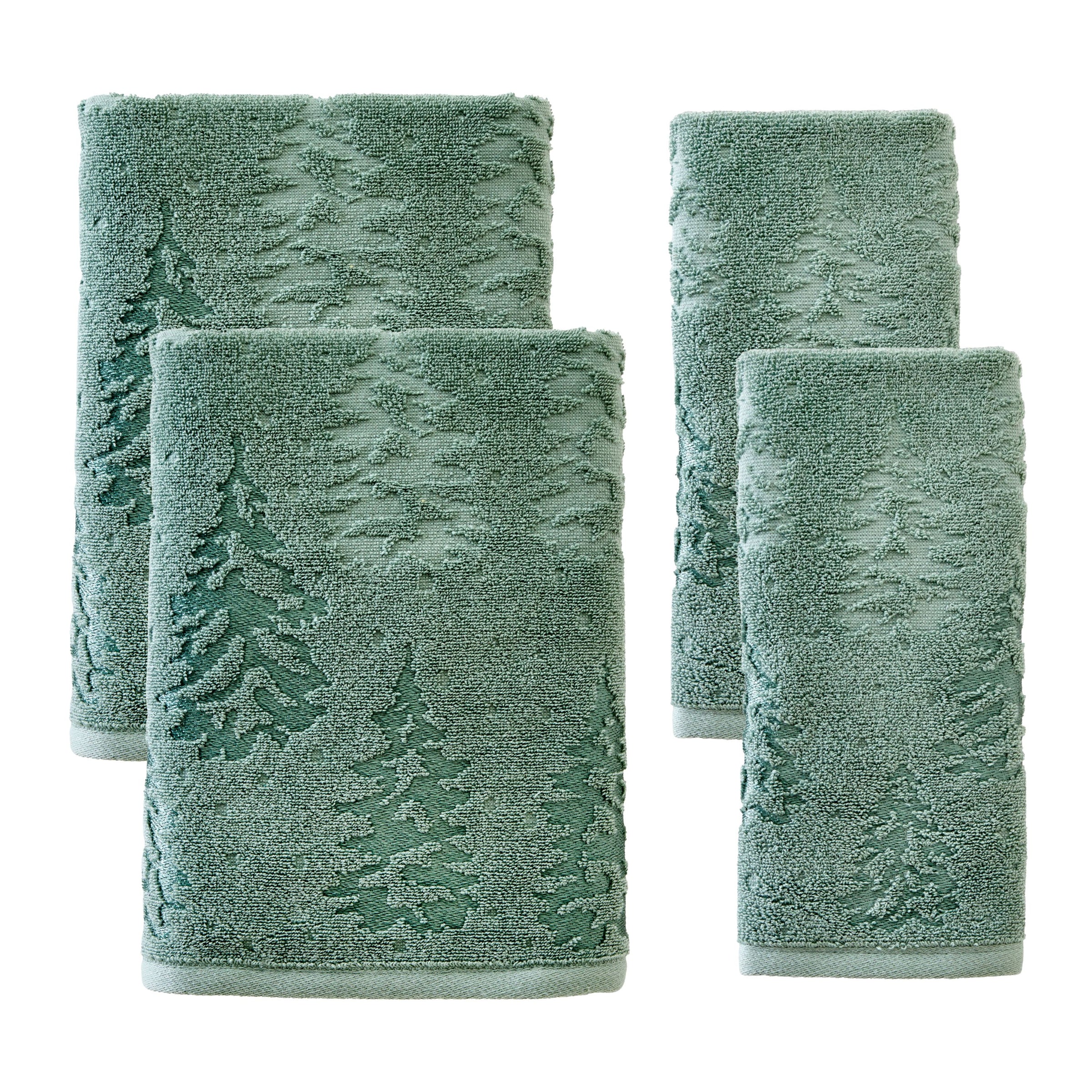 Wispy Trees Jacquard 4pc Bath & Hand Towel Set, Sage