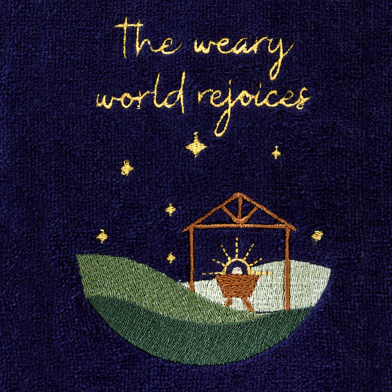 Weary World Rejoices 2-Piece Hand Towel Set, Navy