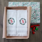 Wreath Monogram “B” 2-Piece Hand Towel Set, White